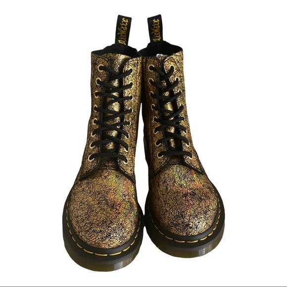 ๐ DR. MARTENS 1460 PASCAL METALLIC GOLD IRIDESCENT CRACKLE BOOTS๐ - Picture 9 of 15